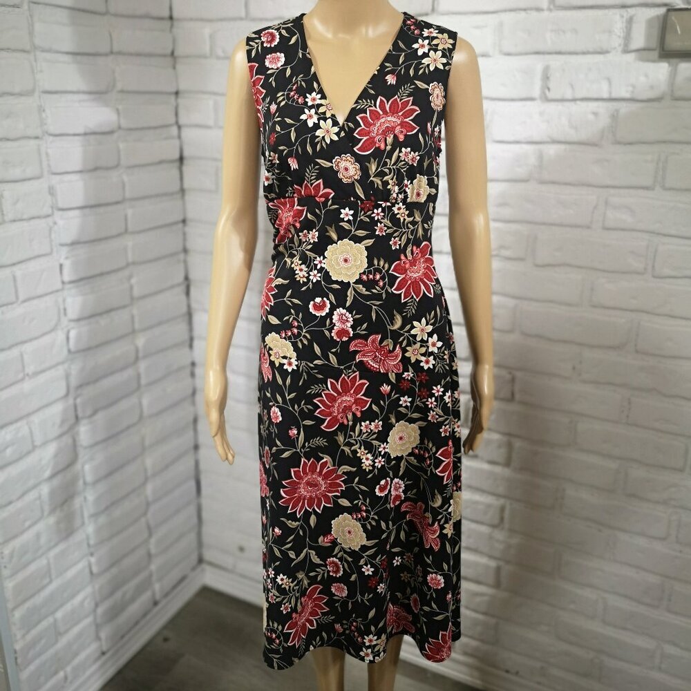 Ricki's Ladies Size Medium Black w/ Floral Pattern Sleeveless Midi Length Dress